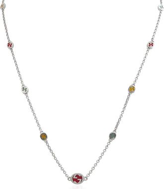 Gucci Sterling Silver Interlocking G Multicoloured Enamel Necklace - YBB728953001
