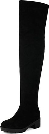 Generic Womens Stretch Over The Knee Boots Thigh High Platform Chunky Heel Warm Winter Shoes (Black,7.5)