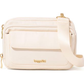 Baggallini Modern Double Zip Crossbody Bag in Coconut Twill at Nordstrom
