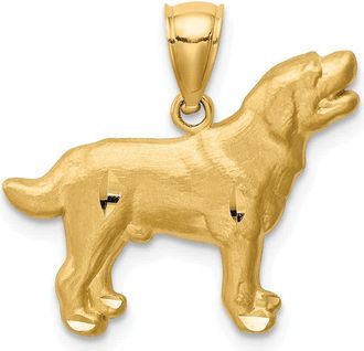 Diamond2Deal 14k Yellow Gold Satin Diamond-cut Labrador Retriever Dog Pendant