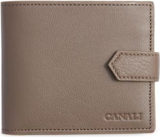 Canali Tumbled Calfskin Billfold Wallet in Dark Beige at Nordstrom