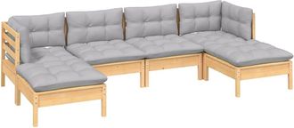 vidaXL Juego De Muebles De Jard&iacute;n 6 Pzas Y Cojines Madera Pino Gris Vidaxl