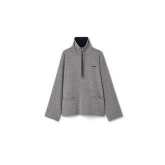 Miu Miu Cashmere Half-zipper Sweater, Woman, Grey/blue, Size 36