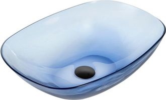 Beliani Beliani - Lavabo Sobre Encimera De Ba&ntilde;o Solid Surface Semi Transparente 54 X 36 Cm Azul Moengo