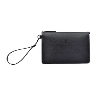 John Richmond Rechthoekige Pochette met Afneembare Polsband - Heren - Tassen - Zwart - Maat: ONE Size Leer