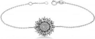Allurez Large Sunflower Diamond Bracelet 14k White Gold (0.38ct)