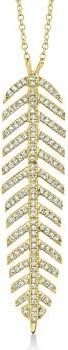 Allurez Diamond Pave Feather Pendant Necklace 14k Yellow Gold (0.29ct)