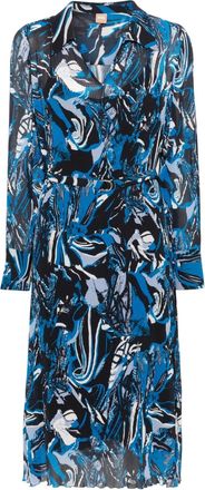 HUGO BOSS Daplisa geplooide midi-shirtjurk voor dames (Blauw/Zwart)