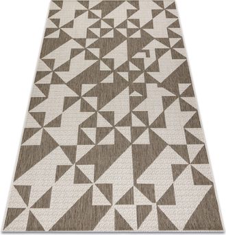 RugsX Rugsx - Alfombra De Cuerda Sisal Floorlux 20489 Tri&aacute;ngulos Color Champagne/gris Pardo Beige 240x330 Cm