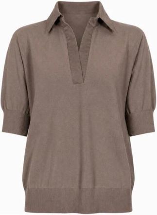 D.exterior Top de Punto con Cuello - Blouses & Shirts - Mujer - Marr&oacute;n - M