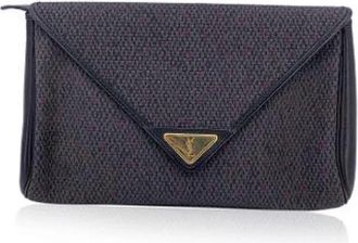 Saint Laurent Pre-owned Clutches, female, Gray, Size: ONE SIZE Pre-owned Leather clutches