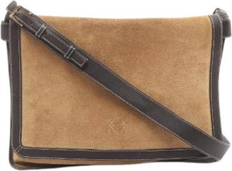 Loewe Pre-owned Cross Body Bags, female, Beige, Size: ONE SIZE Pre-owned Anagram Leather Shoulder Bag
