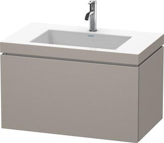 Duravit Lavabo Para Muebles Duravit L-cube C-bonded Con Base, Colgante, 80x48 Cm, 1 Extra&iacute;ble, Sin Rebosadero, 3 Agujeros Para Grifos, Color: Terra Mate - Lc6