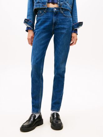 Tommy Jeans Straight-Jeans TOMMY JEANS LUCY MR SLIM BI0152, Damen, Gr. 28, L&auml;nge 32, blau (denim schwarz), Denim/Jeans, Obermaterial: 99% Baumwolle, 1% sonstige F