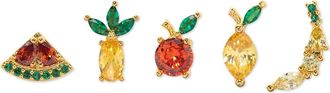 Girls Crew Tropical Fruit Basket Set of 5 Assorted Single Stud Earrings in Gold at Nordstrom