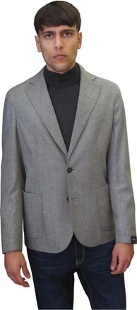 Barba Enkelrijige wollen jas - Heren - Blazers - Grijs - L - Wol - Jassen