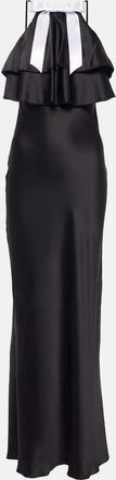 Rodarte Bow-detail halterneck silk satin gown