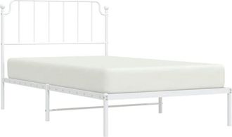 vidaXL Metal Bed Frame without Mattress with Headboard White 107x203cm vidaXL