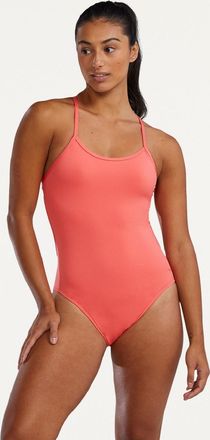 TYR Womens Durafast Elite Crosscut Tieback Solid One-Piece Swimsuit Orange 28