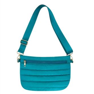 Mavi Quilted Puffer Messenger Crossbody Sling Bag In Teal
