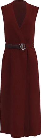 Victoria Beckham Stretch Midi Dress in Burgundy Red Viscose