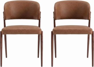 Urban Meuble Lot de 2 sillas de comedor marrones de piel sint&eacute;tica curvada