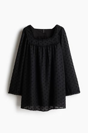 H&M Transparentes Plumetis-Kleid - Schwarz