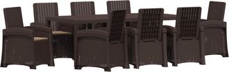 vidaXL Conjunto De Comedor De Jard&iacute;n 9 Uds. Marr&oacute;n Y Topo Pp Vidaxl