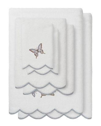 Linum Home Textiles 100% Turkish Cotton Britney Scallop 6Pc Embellished Towel Set