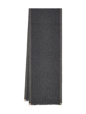 Ferragamo Sciarpa a righe con frange - Grigio