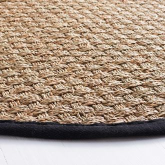 Safavieh Alfombra fibra natural de pastos marinos beige/negro, 122 cm