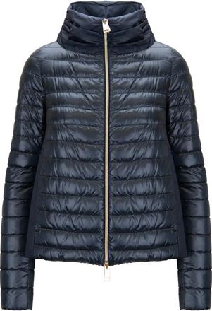 Herno Korte donsjas met hoge kraag - Dames - Gewatteerde jassen - Blauw - XS - Leer - Jassen