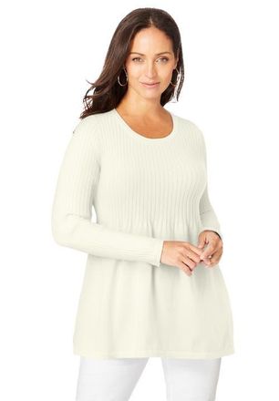 Jessica London Ribbed Baby Doll Tunic Sweater in Ivory at Nordstrom, Size Medium