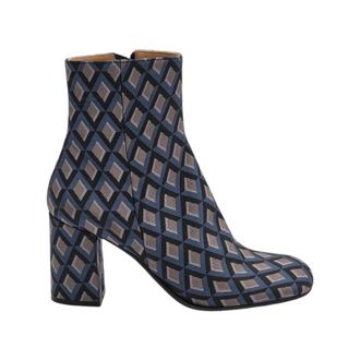 Maliparmi Maliparmi - Geometrische Jacquard Enkelboot - Dames - Schoenen - Blauw - Maat: 39 EU Leer