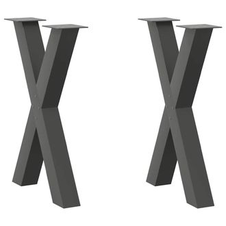Berkfield Home Dining Table Legs X-Shaped 2 pcs Anthracite 50x(72-73) cm Steel in Black
