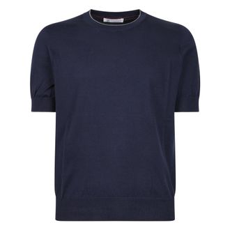 Brunello Cucinelli Brunello Cucinelli, Round-neck Knitwear, male, Blue, Size: XL Round-neck Knitwear