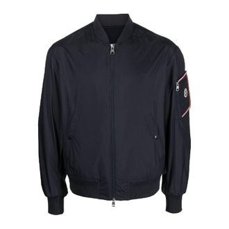 Moncler Bharani Logo-Patch Bomber Jacket, Brand Size 4 (X-Large)