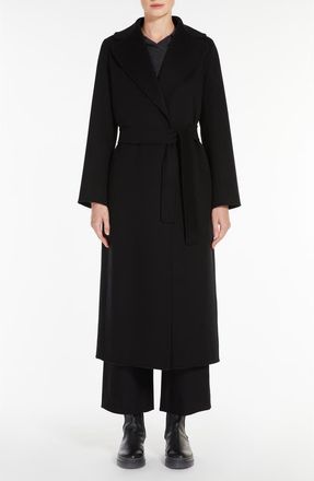 Max Mara Poldo Wool Belted Coat in Black at Nordstrom, Size 12