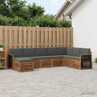 vidaXL Vidaxl Set Di Divani Da Esterno 6 Pz Naturale E Antracite