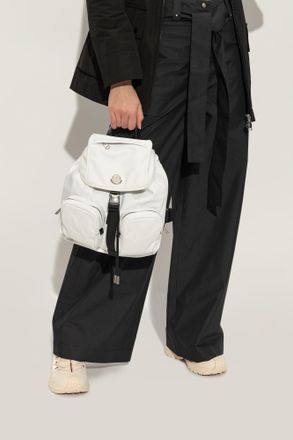 Moncler Backpack With Logo-shaped Appliqué, Womens, White