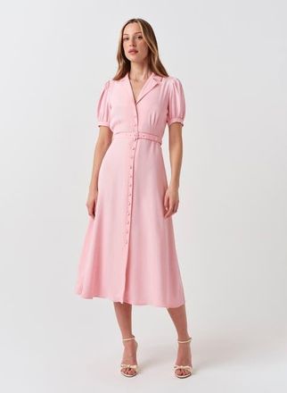 Ghost London Phoebe Crepe Collared Button Down Dress in Pink at Nordstrom, Size 12