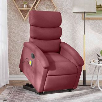 vidaXL Vidaxl - Sill&oacute;n De Masaje Elevable El&eacute;ctrico Tela Rojo Tinto