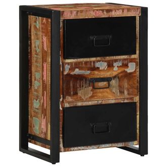Berkfield Home Drawer Cabinet Multicolour 50x35x70 cm Solid Wood Reclaimed in Black | Size: 50 x 35 x 70 cm