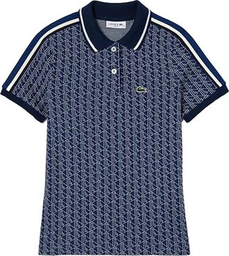 Lacoste Dames Jacquard Slim Kortekorte Polo (Methyl Blauw)
