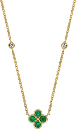 Bony Levy Emerald & Diamond Flower Pendant Necklace in 18Ky at Nordstrom Rack