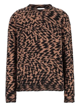 Laneus abstract-pattern crew-neck sweater - men - Wool/Nylon/Polycarbonite/Alpaca/Cashmere - 48 - Brown