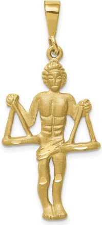 Diamond2Deal 14k Yellow Gold Satin Diamond-cut Libra Zodiac Charm