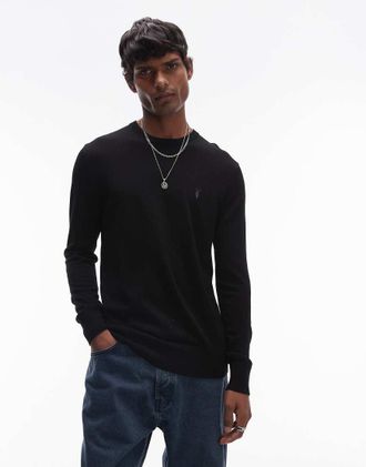 AllSaints Mode - Maglione nero in lana merino