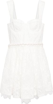 Alice & Olivia Hope floral-lace minidress - women - Polyester/Nylon/Nylon - 10 - White