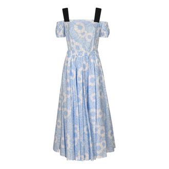 Prada Kleedjes, Dames, Blauw, S, Prachtige Lichtblauwe Midi Jurk